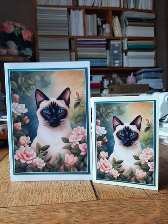 Siamese in the Garden A4 by Ann Davies