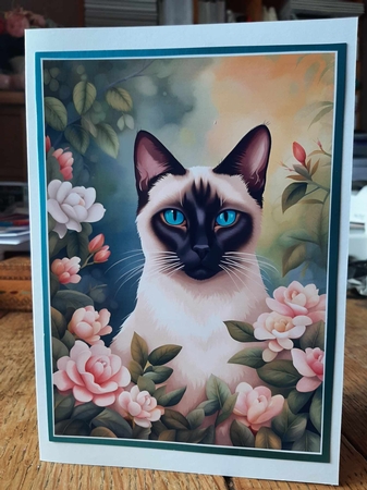 Siamese in the Garden A4 by Ann Davies