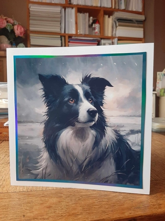 Beautiful Portrait Of A Collie Dog 7x7 Card Kit. Matching Box, Gift Bauble,Tag by Ann Davies