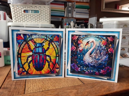 Gorgeous Stained Glass Animals 3 Multi Topper Kit by Ann Davies