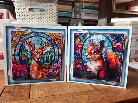 Gorgeous Stained Glass Animals 3 Multi Topper Kit by Ann Davies