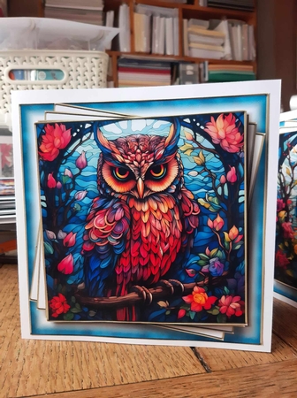 Gorgeous Stained Glass Owls Multi Topper Kit by Ann Davies