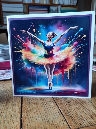 Splatter Art. A Dance Of Colour 7x7 Card Kit. Matching Box, Gift Bauble,Tag by Ann Davies