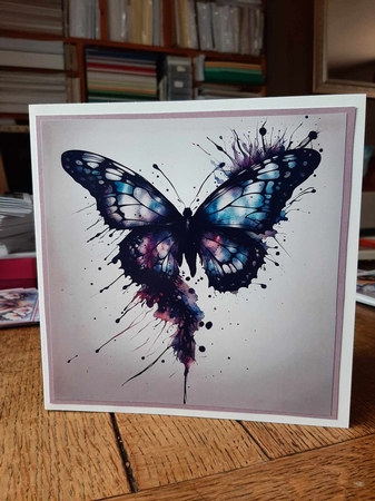 Splatter Art. The Butterfly 7x7 Card Kit. Matching Box, Gift Bauble,Tag by Ann Davies