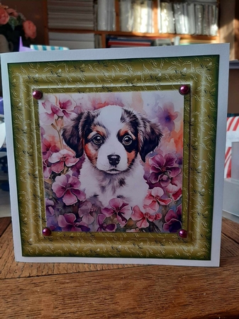 3 Floral pup card fronts/toppers 2 by Ann Davies