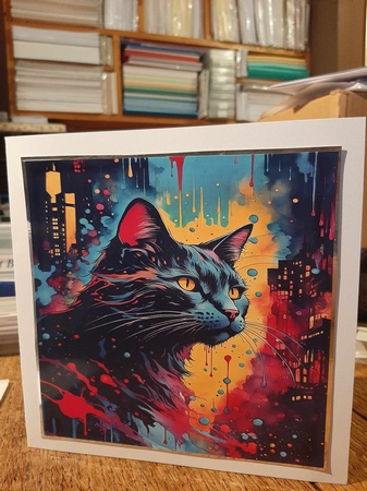 Splatter Art: The Night Watcher 7x7 Card Kit. Matching Box, Gift Bauble,Tag by Ann Davies