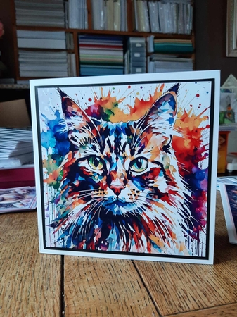 Splatter Art: Paint Splattered 7x7 Card Kit. Matching Box, Gift Bauble,Tag by Ann Davies