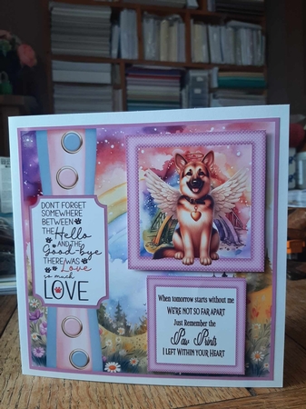 2 Panel Angel dog card front 13 by Ann Davies