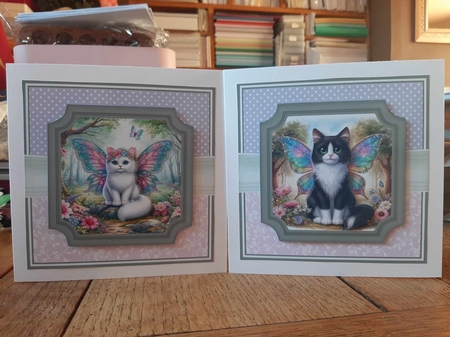 FOREST FAIRY CATS with decoupage layers by Ann Davies
