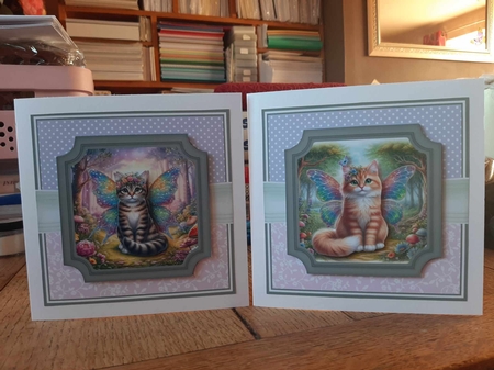 FOREST FAIRY CATS with decoupage layers by Ann Davies