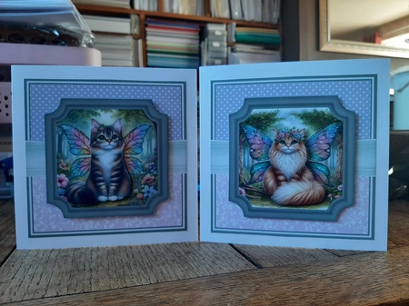 FOREST FAIRY CATS with decoupage layers by Ann Davies