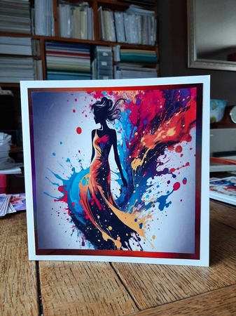 Splatter Art: Colourful Twirl 7x7 Card Kit. Matching Box, Gift Bauble,Tag by Ann Davies