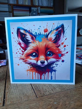 Splatter Art: Cutest Fox 7x7 Card Kit. Matching Box, Gift Bauble,Tag by Ann Davies