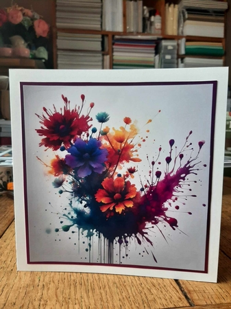Splatter Art: Pretty Flowers 7x7 Card Kit. Matching Box, Gift Bauble,Tag by Ann Davies