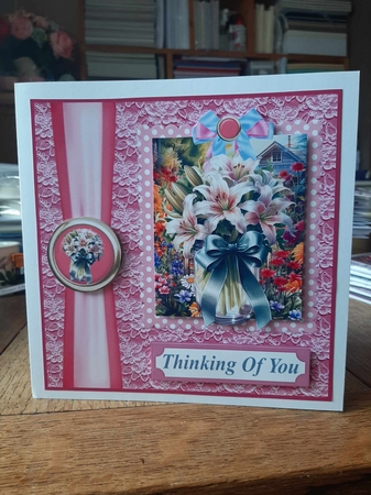 Vase of flowers card front 3 by Ann Davies