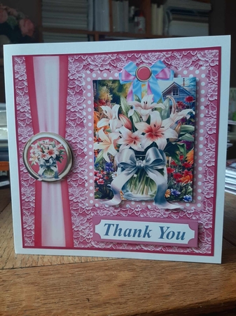 Vase of flowers card front 4 by Ann Davies