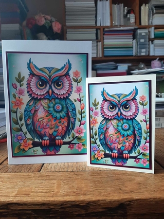 Funky Spring Owl A4 by Ann Davies