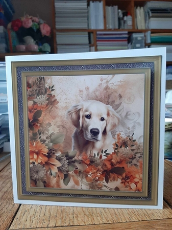 Floral puppy card front 5 by Ann Davies