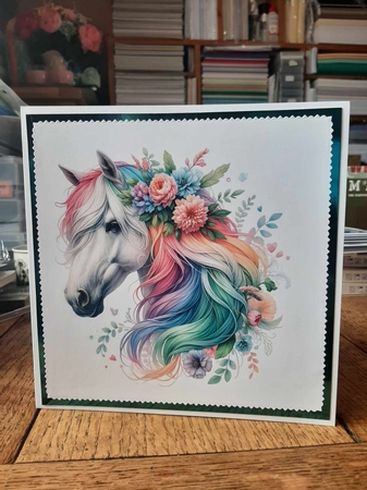 Beautiful Horses In Bloom 1 7x7 Card Kit. Matching Box, Gift Bauble,Tag by Ann Davies