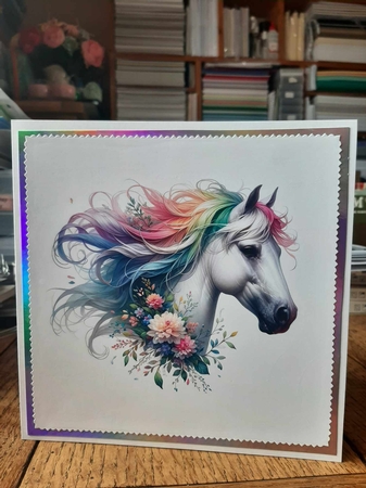 Beautiful Horses In Bloom 3 7x7 Card Kit. Matching Box, Gift Bauble,Tag by Ann Davies