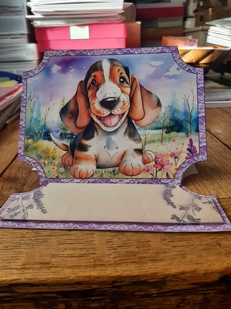 Floral happy puppy easel topper and layered stopper (no base included)1 by Ann Davies