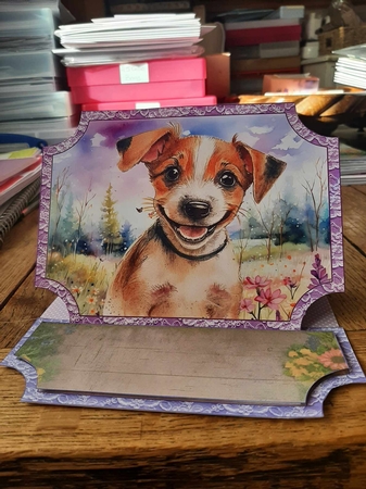 Floral happy puppy easel topper and layered stopper (no base included)2 by Ann Davies
