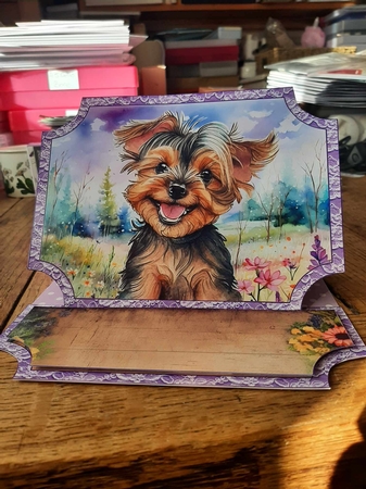 Floral happy puppy easel topper and layered stopper (no base included)4 by Ann Davies