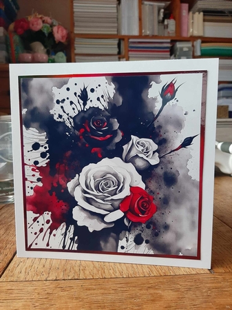 Splatter Art: Roses 7x7 Card Kit. Matching Box, Gift Bauble,Tags by Ann Davies