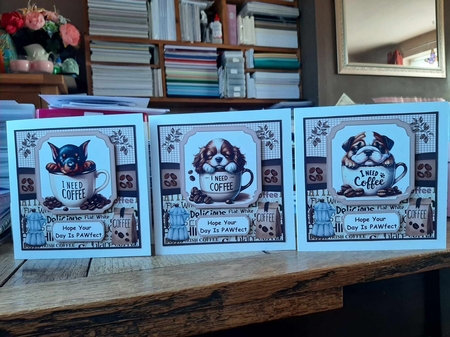 6x6 aprox I need coffee pup card front 5 by Ann Davies