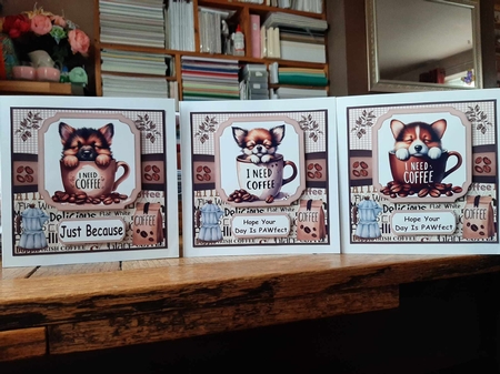 6x6 aprox I need coffee pup card front 6 by Ann Davies
