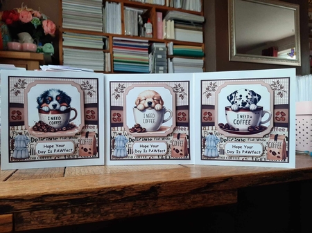 6x6 aprox I need coffee pup card front 7 by Ann Davies