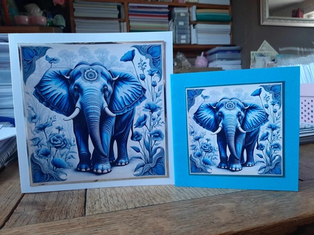 Elephant Collection: Pretty In Blue 7x7 Card Kit. Matching Box, Gift Bauble,Tags by Ann Davies