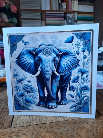 Elephant Collection: Pretty In Blue 7x7 Card Kit. Matching Box, Gift Bauble,Tags by Ann Davies