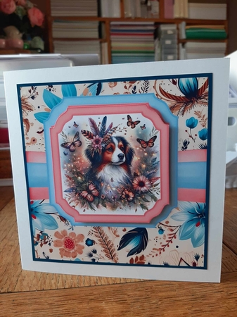 Boho dog card front 2 by Ann Davies