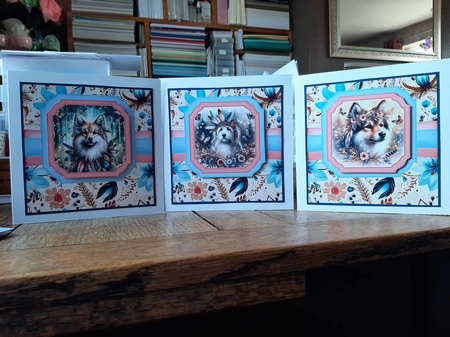 Boho dog card front 3 by Ann Davies