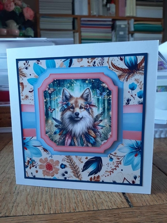 Boho dog card front 3 by Ann Davies
