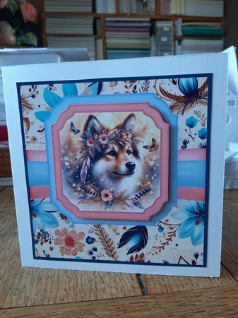 Boho dog card front 3 by Ann Davies