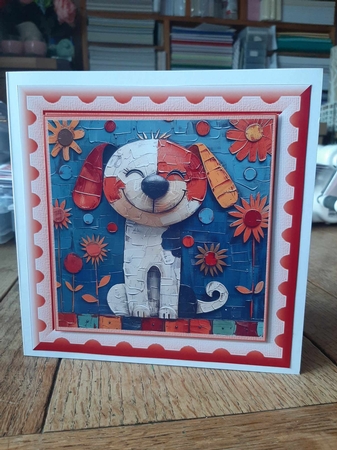 Bright paint effect dog card front 1 by Ann Davies