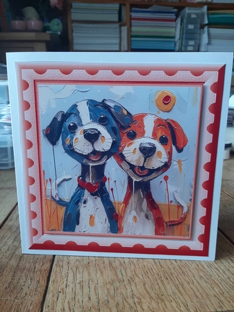 Bright paint effect dog card front 6 by Ann Davies