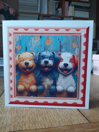Bright paint effect dog card front 8 by Ann Davies