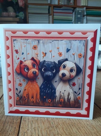 Bright paint effect dog card front 11 by Ann Davies