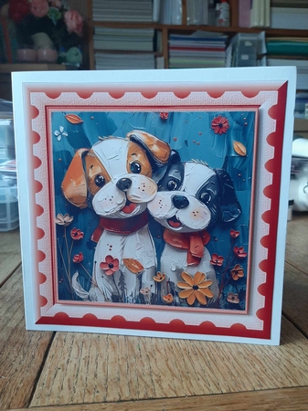 Bright paint effect dog card front 13 by Ann Davies