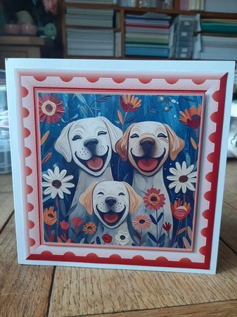 Bright paint effect dog card front 16 by Ann Davies