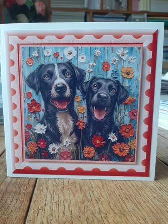 Bright paint effect dog card front 17 by Ann Davies