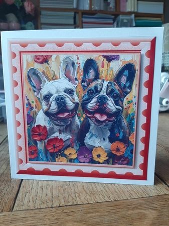 Bright paint effect dog card front 18 by Ann Davies