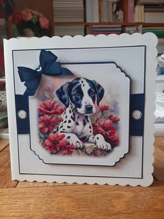 Puppy in Flowers No.5 by Ann Davies