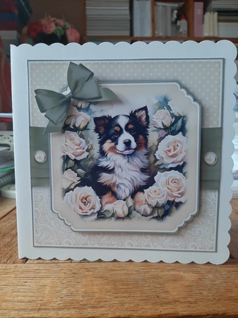 Puppy in Flowers No.6 by Ann Davies
