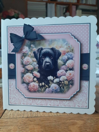 Puppy in Flowers No.7 by Ann Davies