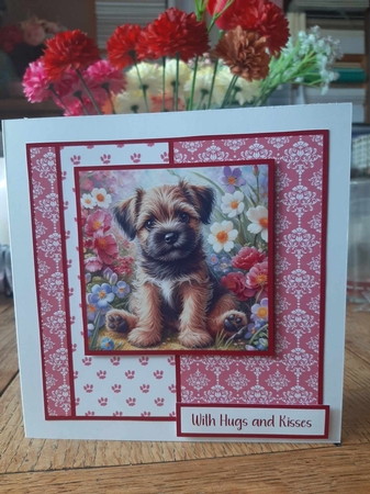Border Terrier with Flowers by Ann Davies