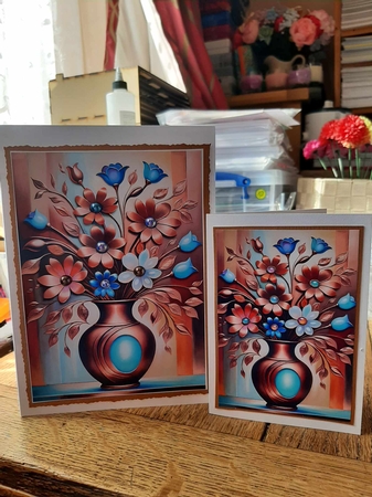 Copper Vase of Flowers A4 by Ann Davies